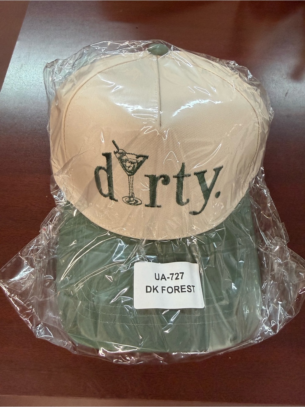 Zenana Outfitters Beige and Dark Green Embroidered Hat